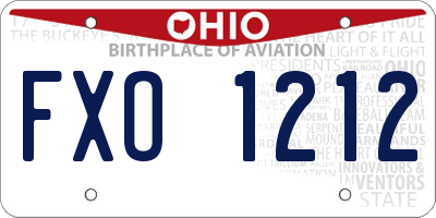 OH license plate FXO1212