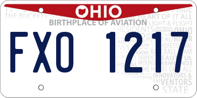 OH license plate FXO1217