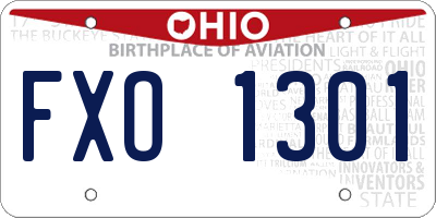 OH license plate FXO1301