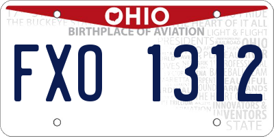 OH license plate FXO1312