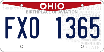 OH license plate FXO1365
