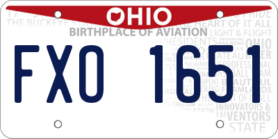 OH license plate FXO1651