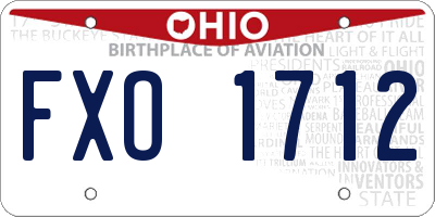 OH license plate FXO1712