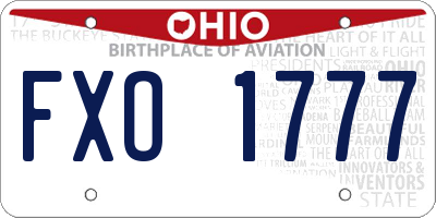 OH license plate FXO1777