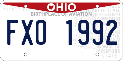 OH license plate FXO1992