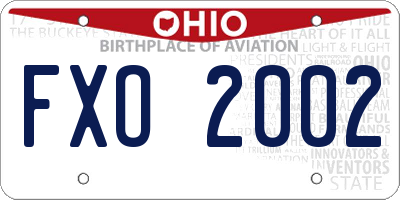 OH license plate FXO2002
