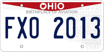 OH license plate FXO2013