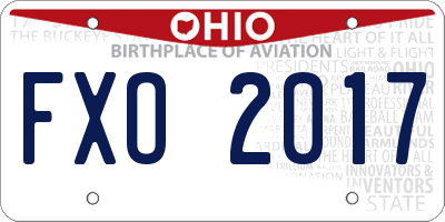 OH license plate FXO2017