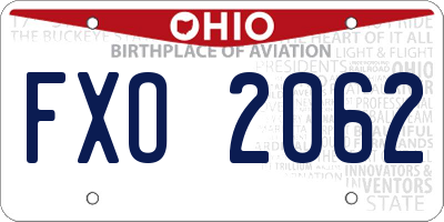 OH license plate FXO2062