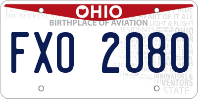 OH license plate FXO2080