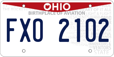 OH license plate FXO2102