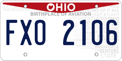 OH license plate FXO2106
