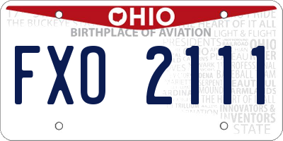 OH license plate FXO2111