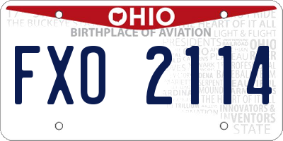 OH license plate FXO2114