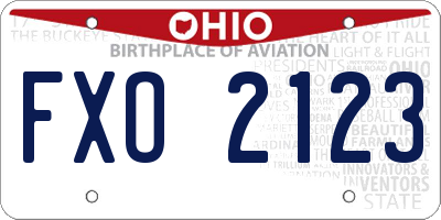 OH license plate FXO2123