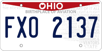 OH license plate FXO2137