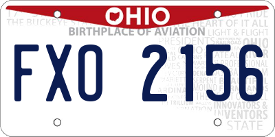 OH license plate FXO2156
