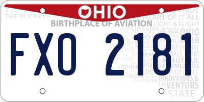OH license plate FXO2181