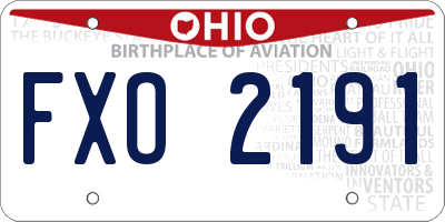 OH license plate FXO2191