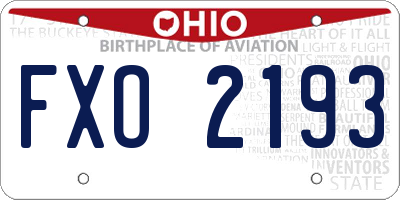 OH license plate FXO2193