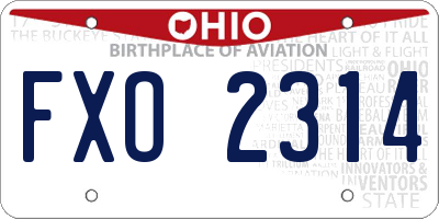 OH license plate FXO2314