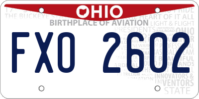 OH license plate FXO2602
