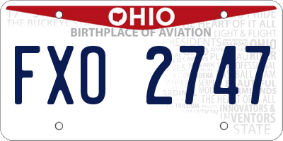 OH license plate FXO2747