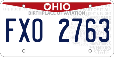 OH license plate FXO2763