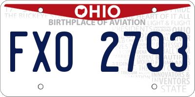 OH license plate FXO2793