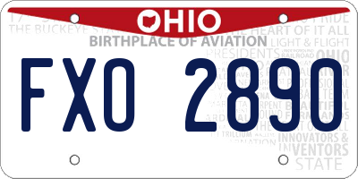 OH license plate FXO2890