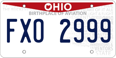 OH license plate FXO2999