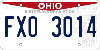 OH license plate FXO3014