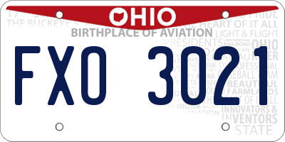 OH license plate FXO3021