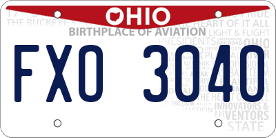 OH license plate FXO3040