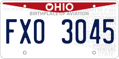 OH license plate FXO3045