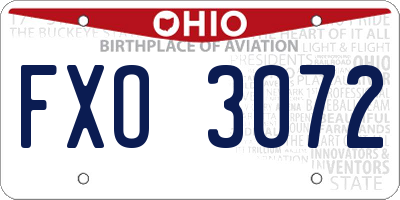 OH license plate FXO3072