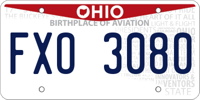 OH license plate FXO3080