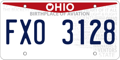 OH license plate FXO3128