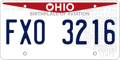 OH license plate FXO3216