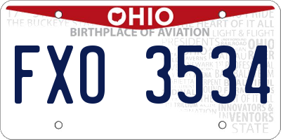 OH license plate FXO3534
