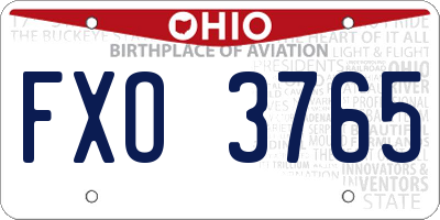 OH license plate FXO3765