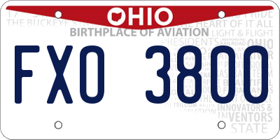 OH license plate FXO3800