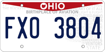 OH license plate FXO3804