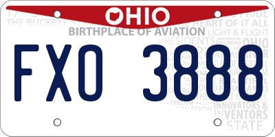 OH license plate FXO3888
