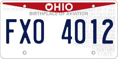 OH license plate FXO4012