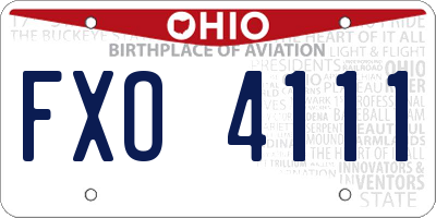 OH license plate FXO4111