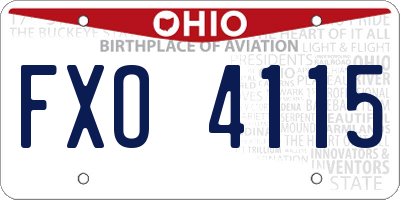 OH license plate FXO4115