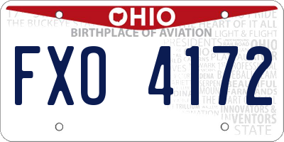 OH license plate FXO4172