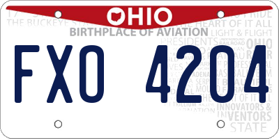 OH license plate FXO4204