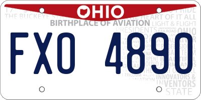 OH license plate FXO4890